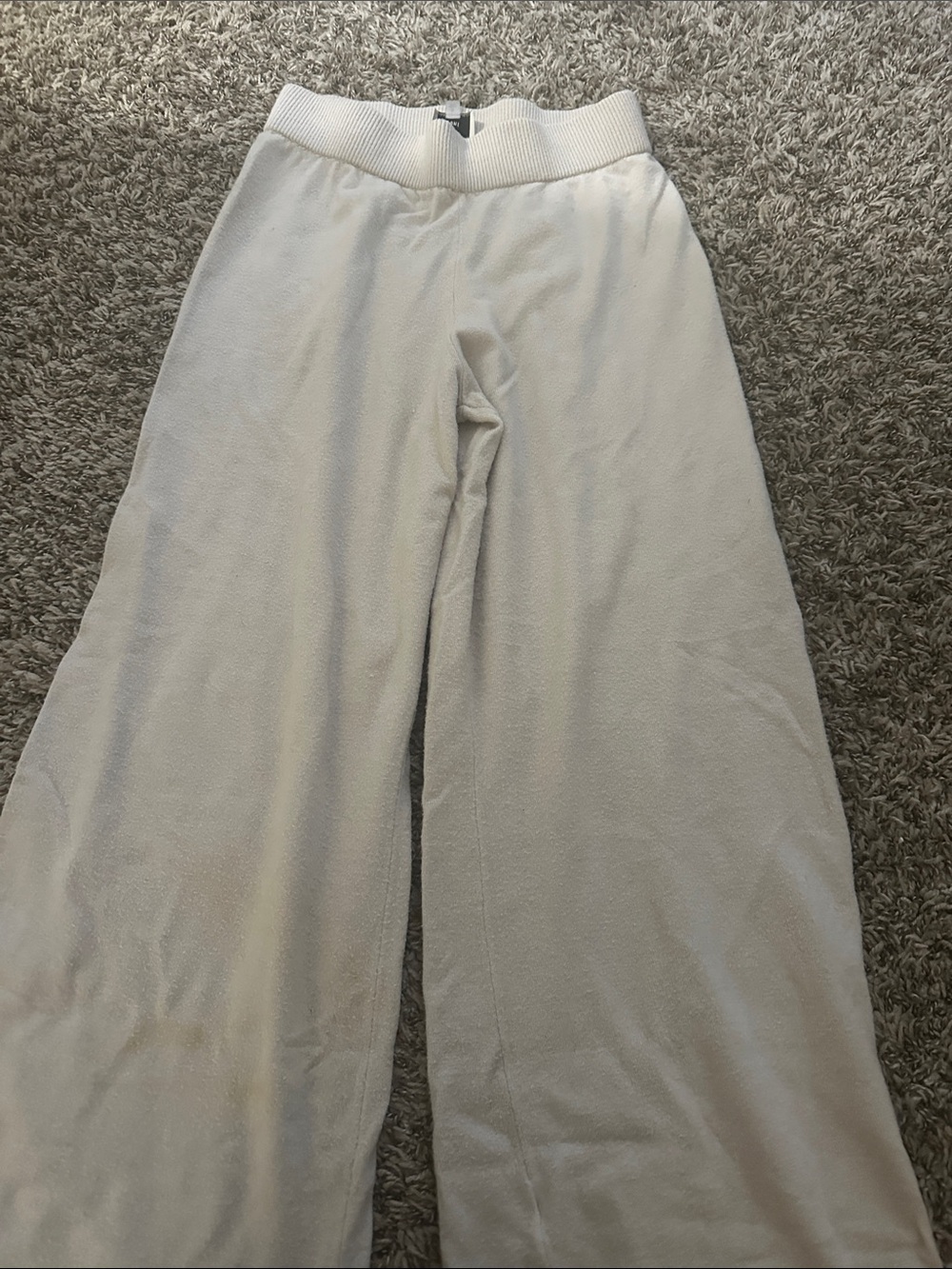 Sioni Cream Wide-Leg Knit Pants